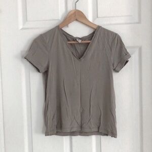 Beige Tencel v neck t-shirt H&M